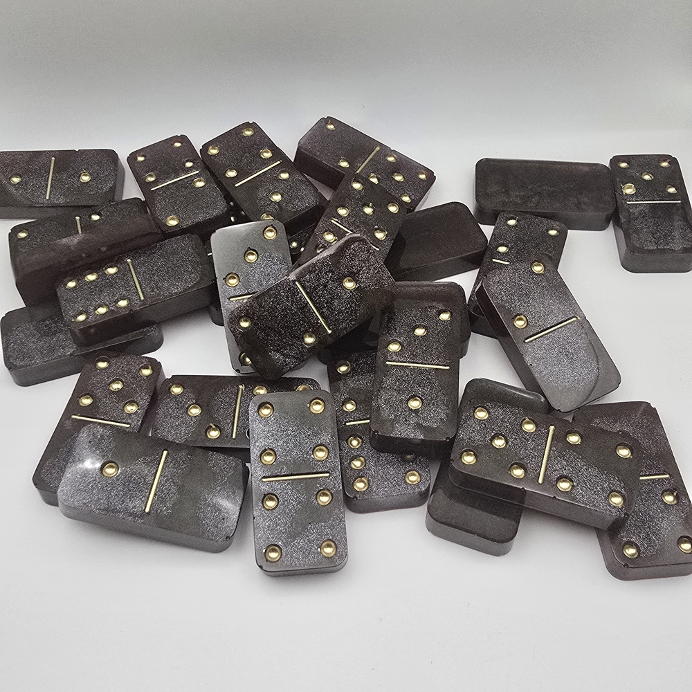 Brown Domino Set with Gold Dots